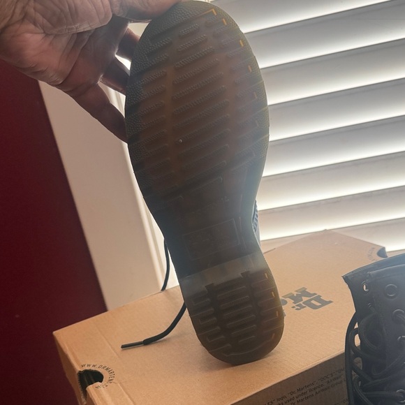 Dr. Martens Black Combat Boots with Red Rose Embroidery - Picture 4 of 4